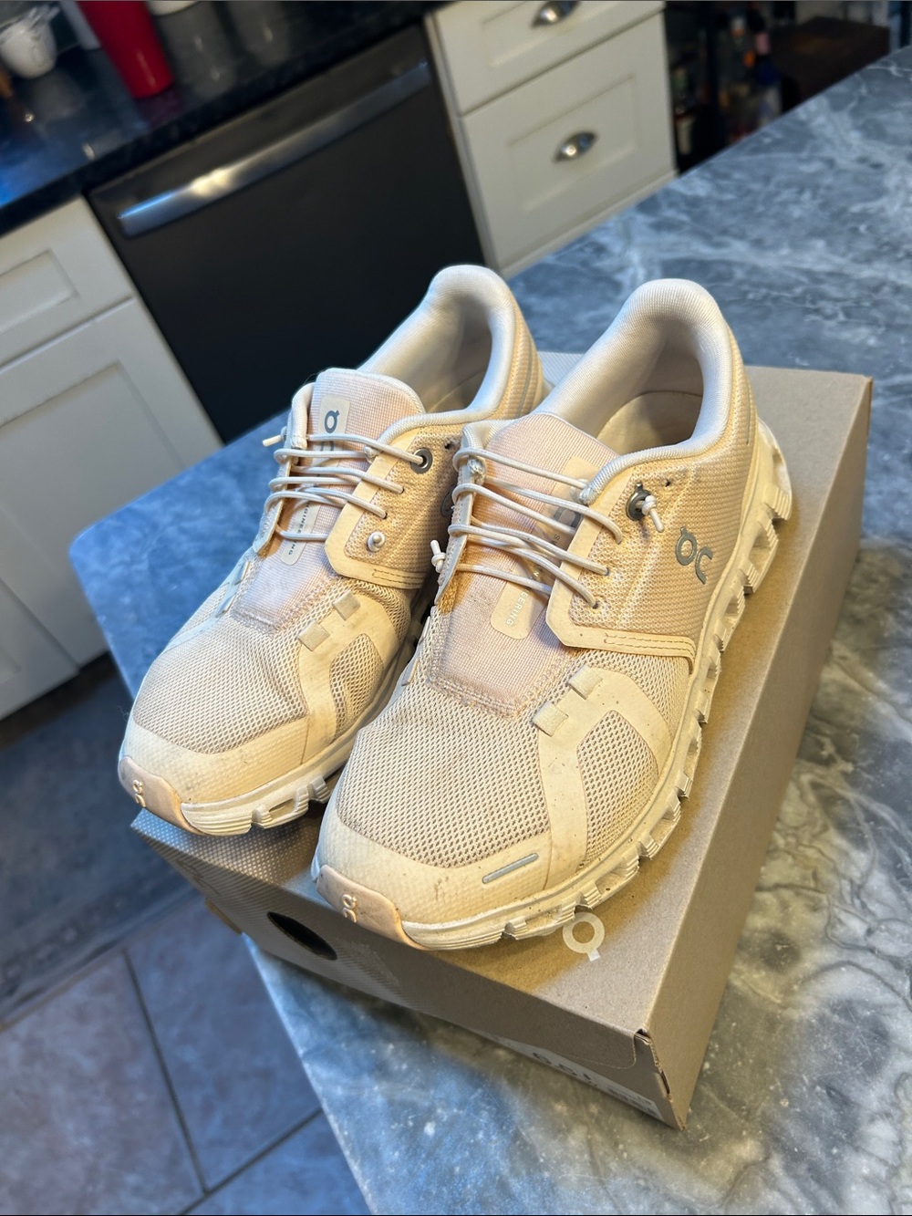 On cloud Beige Mesh Athletic Sneakers - Picture 4 of 4